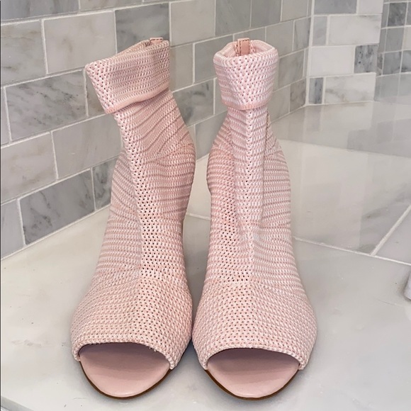 pink peep toe booties